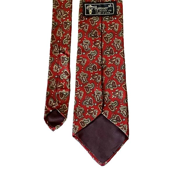 Hanover St Vintage Tie Paisley Red Silk The Works USA - Picture 7 of 7